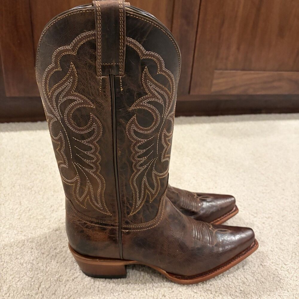 NWOT Shyanne Loretta Western Boot Brown Leather Women 7 Snip Toe Cowgirl Cowboy - Picture 11 of 12
